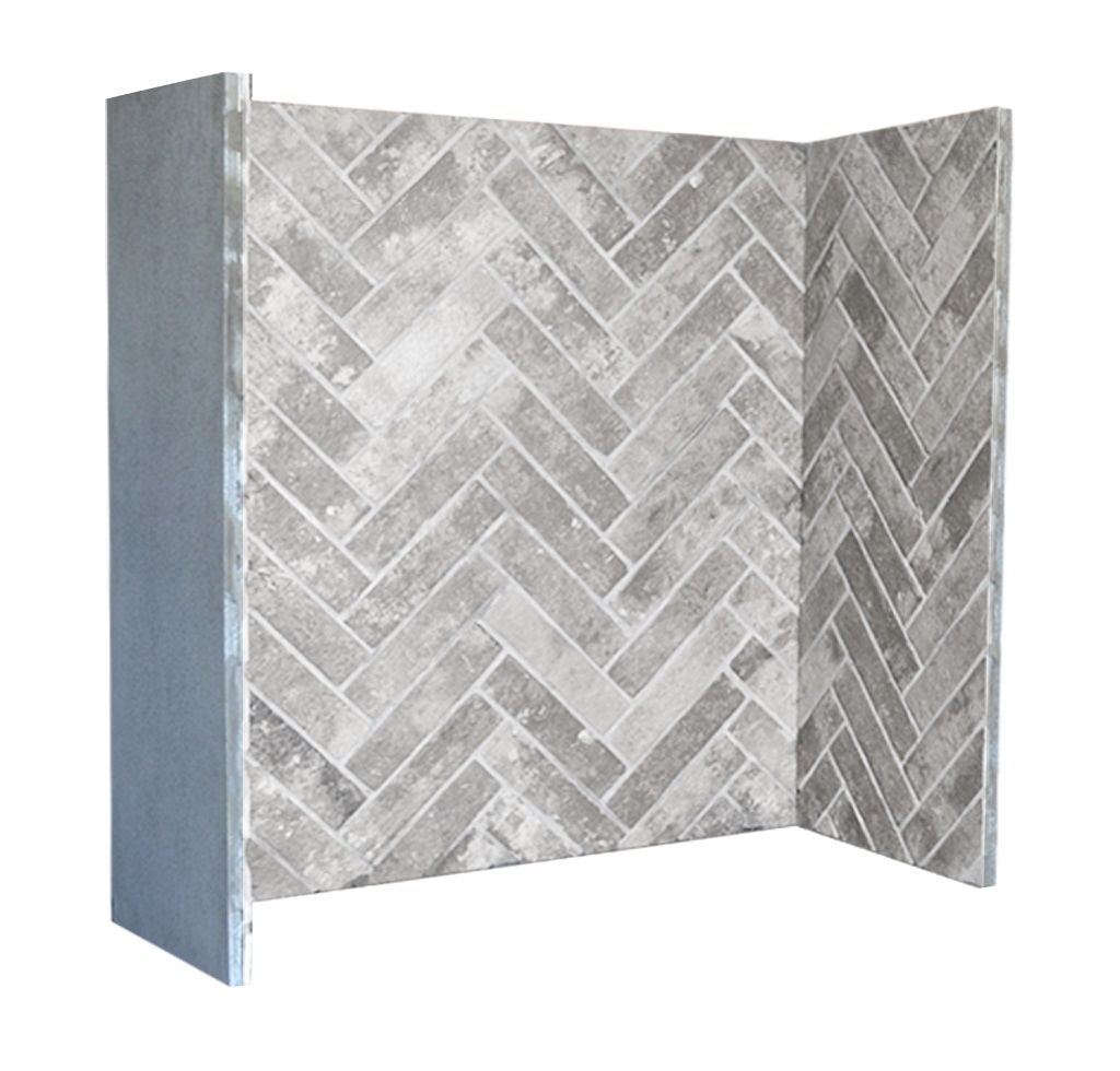 Herringbone Iced fireplace chamber