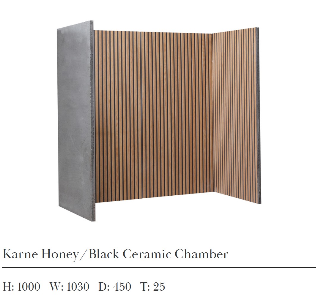 Karne Honey / Black Ceramic fireplace chamber