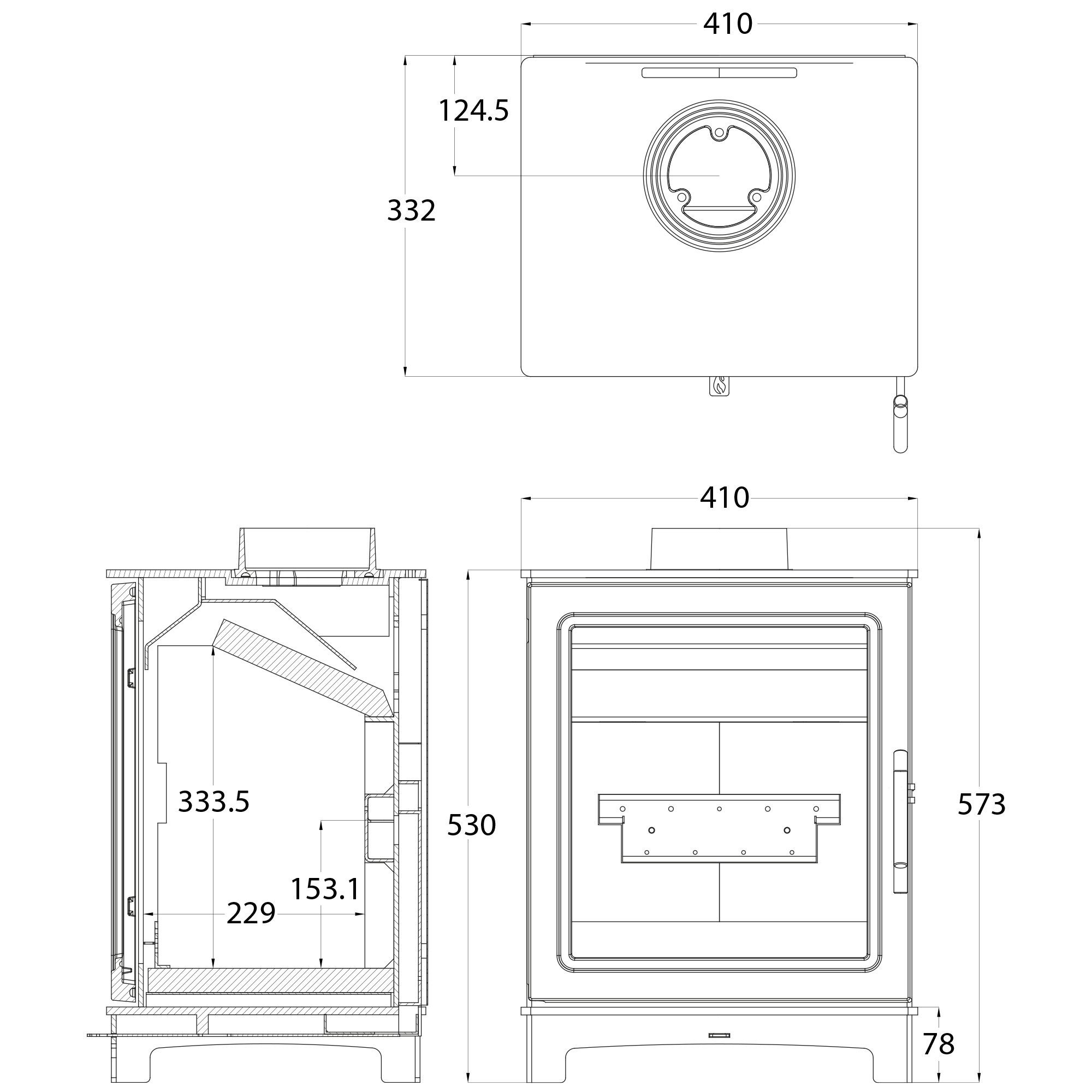 Skiddaw 136 stove technical dimensions